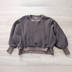 Free People Cozy Camden Sweatshirt Pullover We The Free Fuzzy Brown Walnut